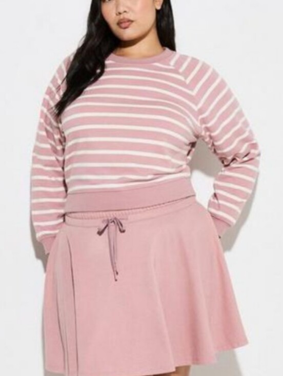 torrid Tops - New Torrid Striped Crewneck Sweatshirt in Dusty Rose & White Stripe Size 2X